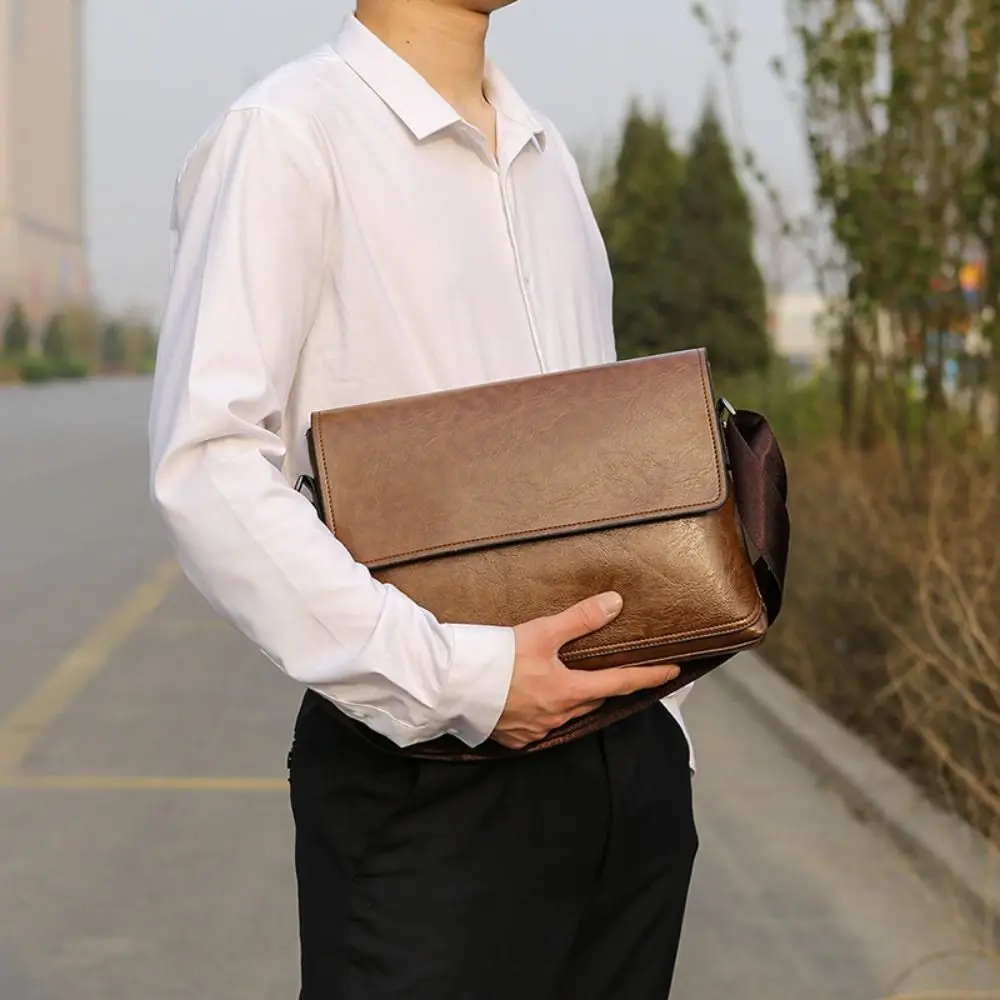Luxury Bags For Men - กระเป๋าหนัง PU หรูหรา สะพายข้างได้อเนกประสงค์ สไตล์วินเทจ กระเป๋าสตางค์ผู้ชาย