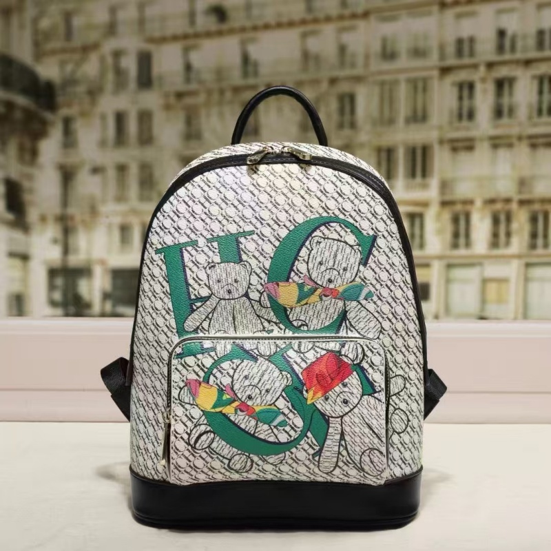 Luxury Bags Cute - CH กระเป๋าสะพายลายหมีน่ารัก กระเป๋าเป้เดินทางสำหรับผู้หญิงสไตล์มินิมอลที่ได้แรงบันดาลใจจากความหรูหรา ดีไซน์ความจุขนาดใหญ่ สไตล์วิทยาลัย