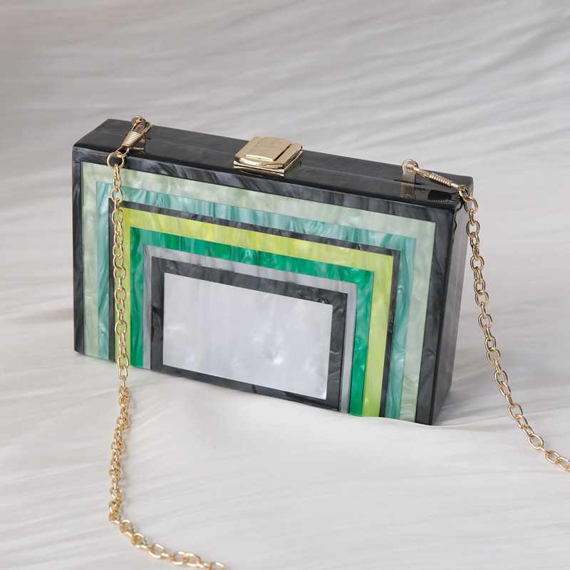 Luxury Bags Cute - ใหม่อินเทรนด์กระเป๋าถือแฟชั่นผู้หญิงกระเป๋าสีเขียวลายอะคริลิคหรูหรากระเป๋าผู้หญิงน่ารักงานแต่งงานกล่องกระเป๋าคลัทช์ Vintage