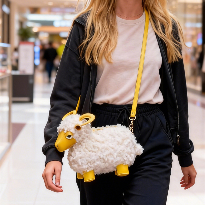 Luxury Bags Cute - กระเป๋าสะพายข้างดีไซน์ใหม่ รูปแกะน่ารัก หรูหรา สำหรับผู้หญิง กระเป๋าถือการ์ตูนสัตว์นุ่มๆ แฟชั่นทันสมัย